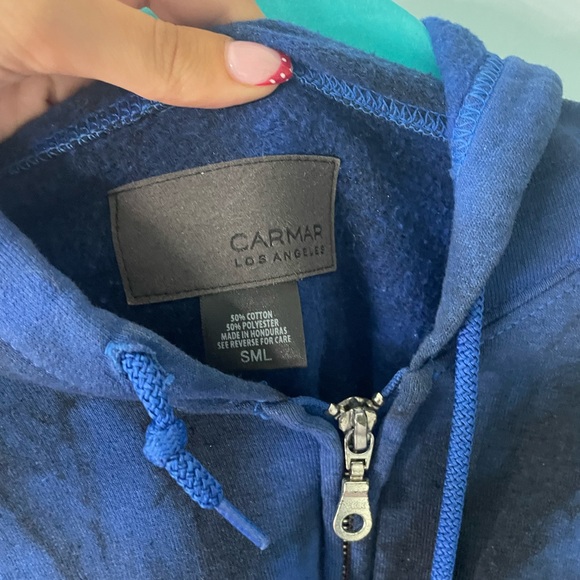 LFstores Star Patch Sleeve Zip Up Tye Dye Blue OS - Picture 3 of 3